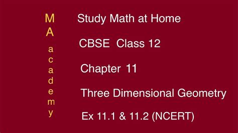 Cbse Class 12 Chapter 11 Three Dimensional Geometry Part 13 Ex 111