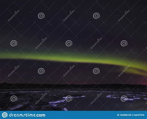 An Aurora Borealis Over The Blue Lagoon In Iceland Stock Image Image