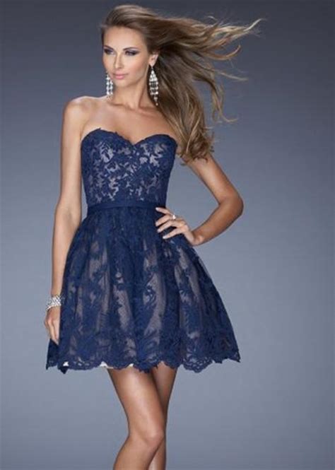 2014 Navy Blue Sweetheart Lace Cover Short Prom Dress 2077360 Weddbook