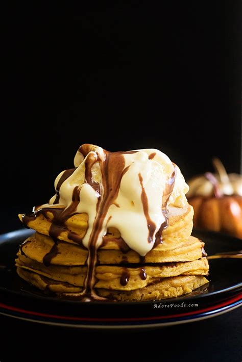 Pumpkin Pancakes With Vanilla Ice Cream And Nutella Adore Foods