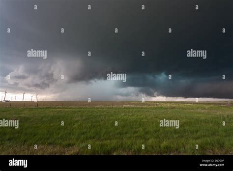 A Powerful Tornado Warned Supercell Thunderstorm Rolls Across The Texas