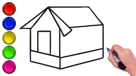 How To Draw House Using Geometrical Shapes For Kids Easy Step By Step