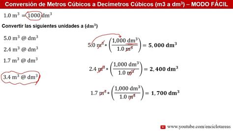 Metros Cúbicos A Decímetros Cúbicos M3 A Dm3 Youtube