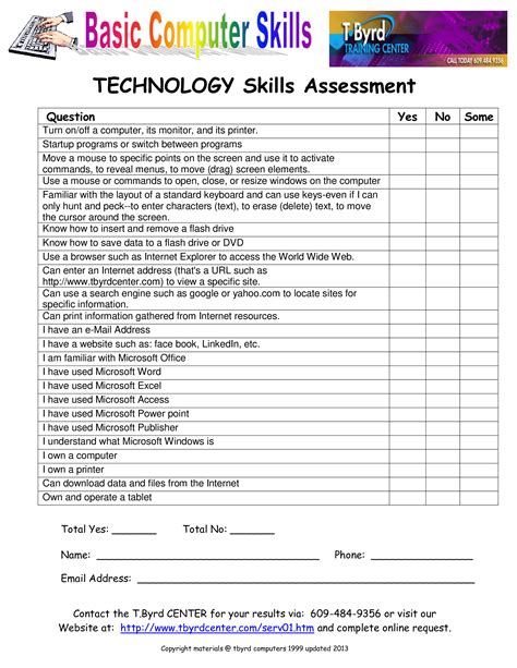 Technology Skills Assessment Templates At