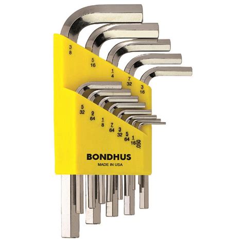 Bondhus Standard Hex End Short Arm L Wrench Set With Briteguard Finish