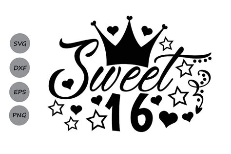 Sweet 16 Svg File Sweet Sixteen Svg Birthday Girl Svg Sweet 16