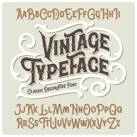Premium Vector Vintage Font Set With Ornament