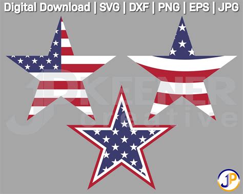 Us Flag Star Svg Bundle American Flag Star Cut File Bundle Etsy
