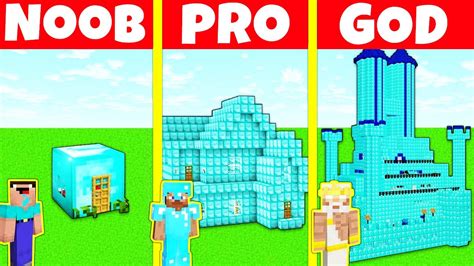 Minecraft Battle Diamond House Build Challenge Noob Vs Pro Vs God