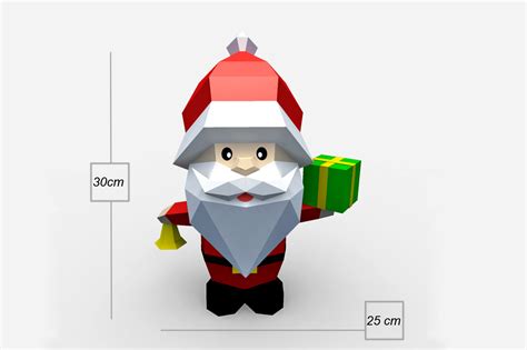 Diy Papercraft Santa Clauslowpoly Santa Graphic By Paperamaze