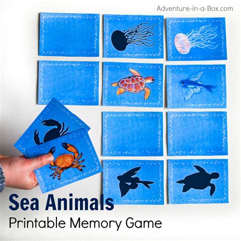 Sea Animals Printable Memory Matching Game For Kids