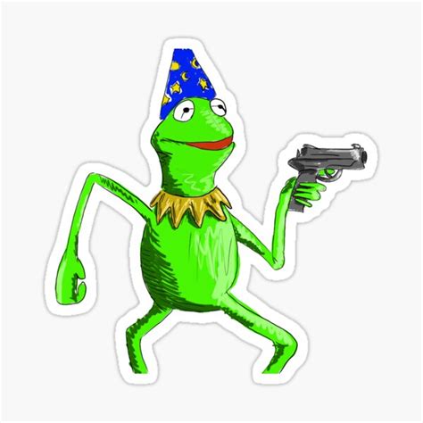 Wizard Kermit With A Gun Meme Sticker For Sale By Mx Xrij Redbubble