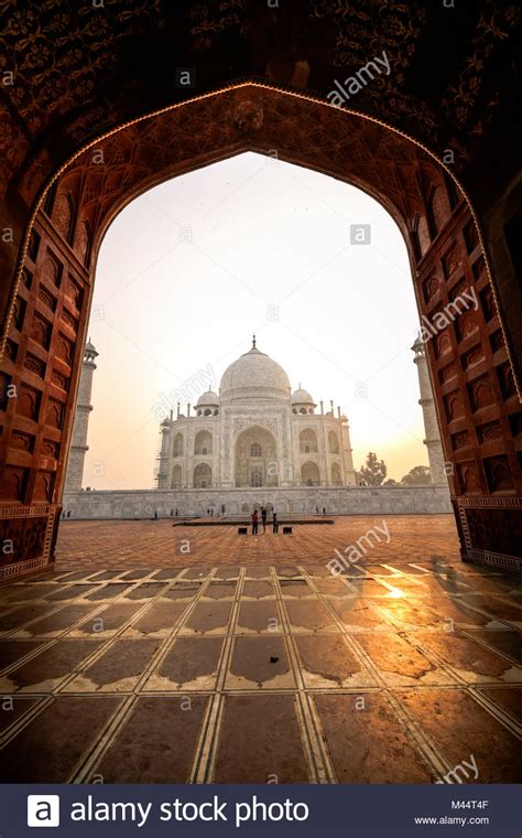 View Of Taj Mahal From Mosque Agra Uttar Pradesh India Stock Photo
