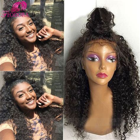 Human Hair Glueless Full Lace Wigs Curly Lace Front Wig 150 Virgin