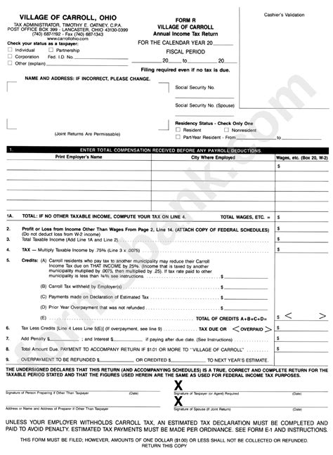 Tax Return Printable Form
