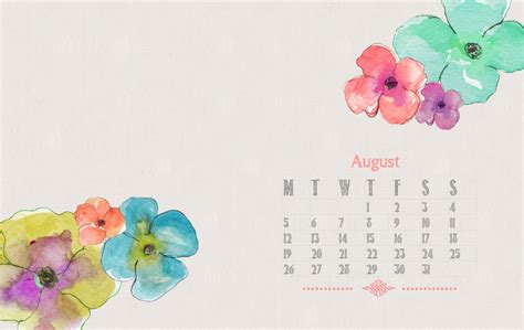 Download August 2021 Calendar Flowers Wallpaper