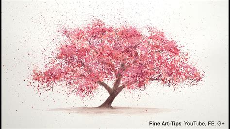 How To Paint A Cherry Tree In Watercolor Splatter Painting Trees
