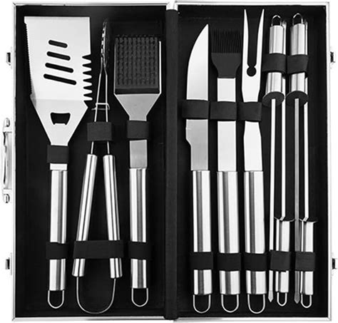 barbecue tool set 10pc bbq accessories set stainless steel grill set in case