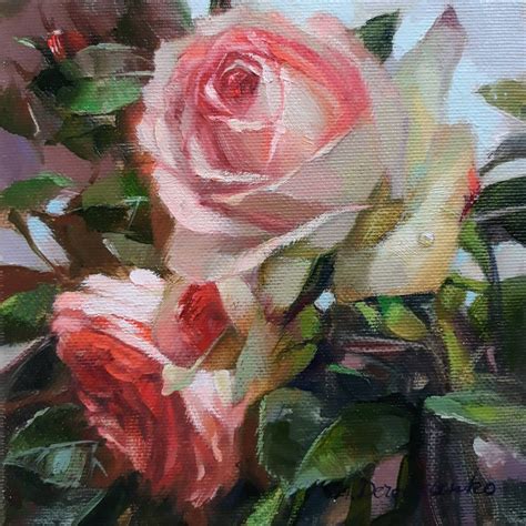 Roses Flowers Painting On Canvas Original Flower Rose Art In Oil Red