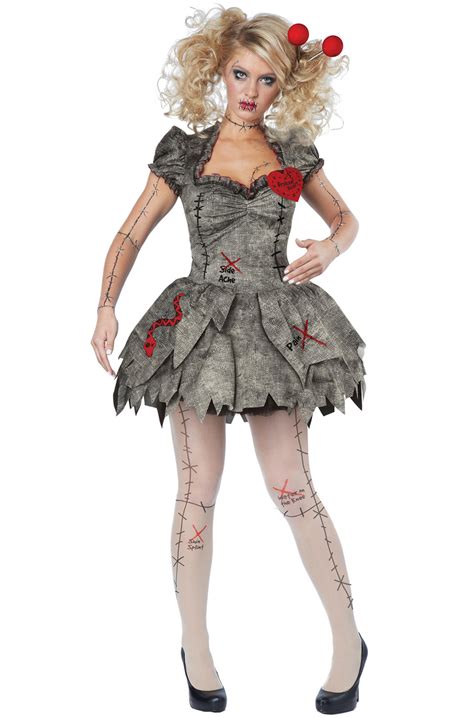 Creepy Voodoo Outfit Halloween Rag Doll Costume Adult Women