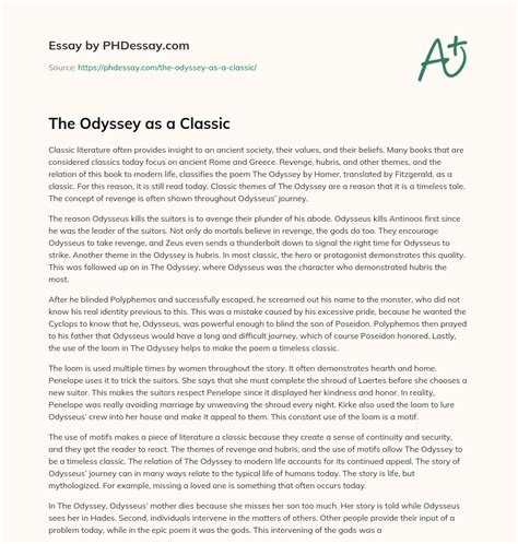 The Odyssey As A Classic
