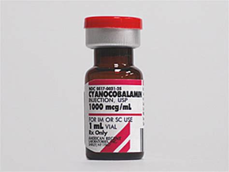 Rx Item Cyanocobalamin 1000mcgml Vial 25x1ml By American Regent Lab