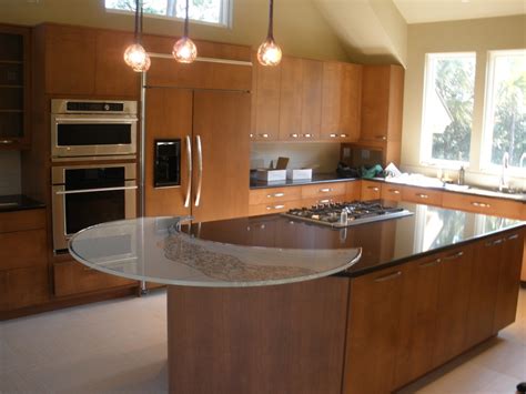 Circular Glass Kitchen Island Top Carved And Etched Contemporary