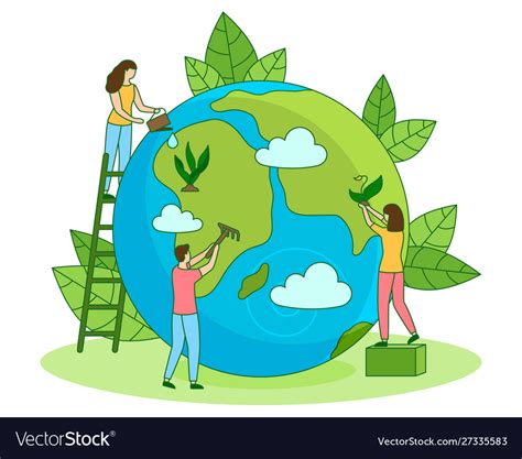 Protect Nature Ecology Care Earth Filled Vector Image