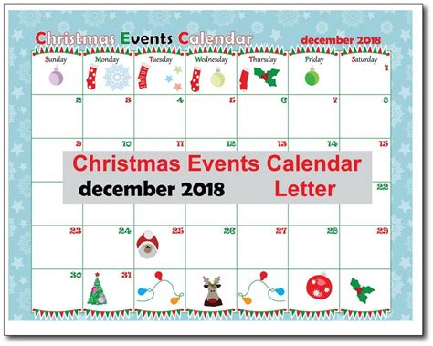 Christmas Events Calendar Christmas Printable Happy Planner Etsy