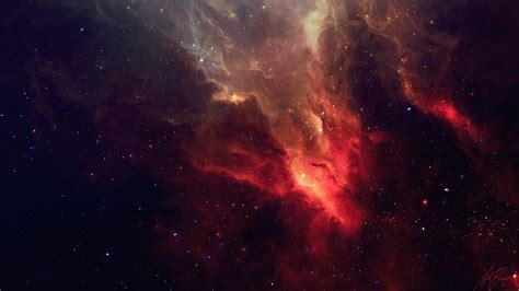 Wallpaper Digital Art Red Artwork Stars Space Art Nebula