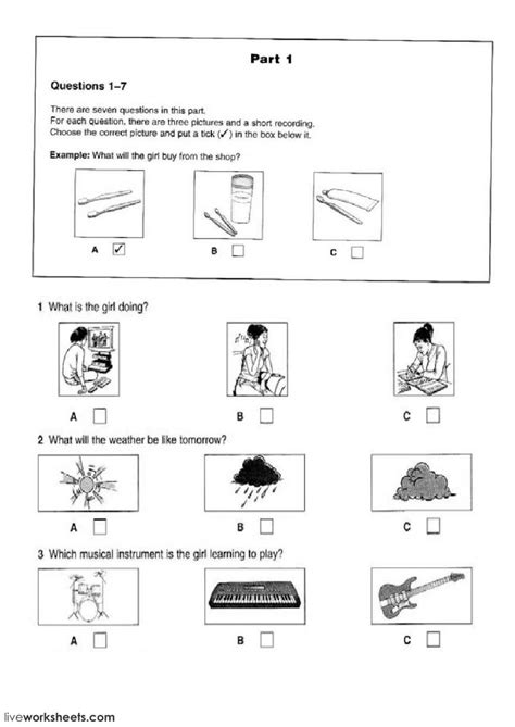 Test 1 Listening Part 1 Interactive Worksheet