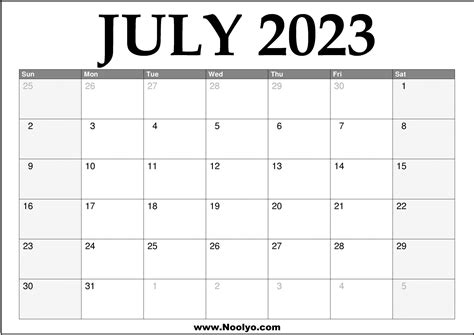 2023 July Calendar Printable Calendars Printable