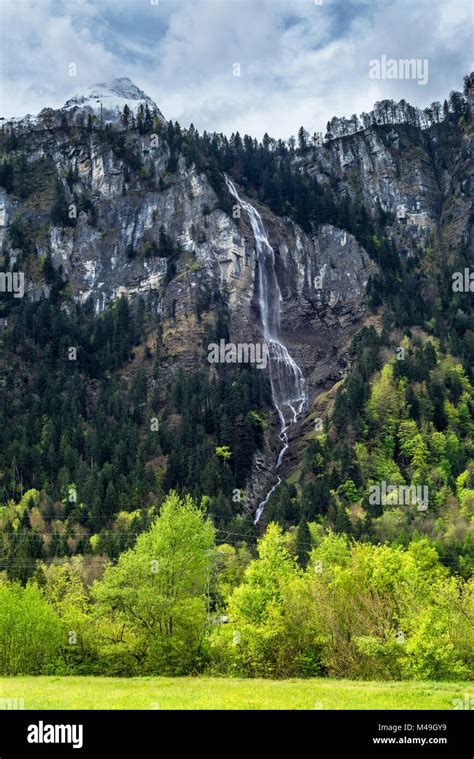 In The Valley Of 72 Waterfalls In Spring Switzerland Stock Photo Alamy
