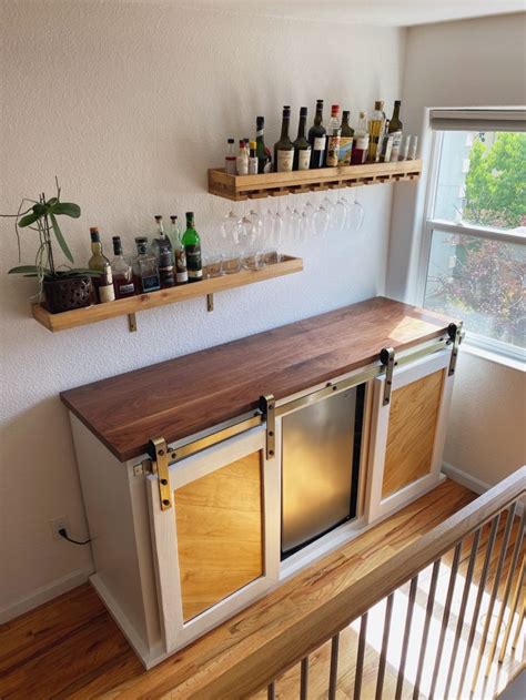 Diy Bar Cabinet Plans With Mini Fridge And Sliding Doors Sarah Bella