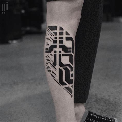 Futuristic Tattoos Of Georgie Williams Geometric Sleeve Tattoo