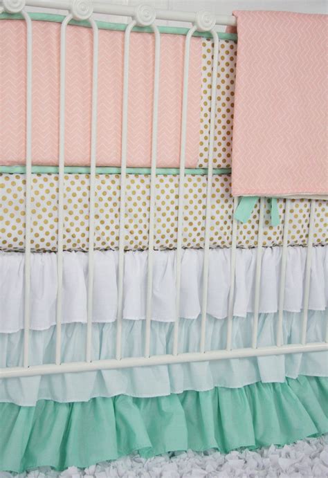More items related to reduced! Caden Lane Baby Bedding - Mint and Coral Chevron Baby ...