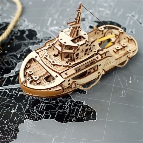 Tugboat Wooden Model Build Your Own Moving Ship Model By Ugears Self