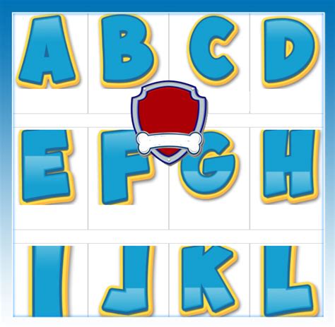 Letras y Numeros de Paw Patrol con LOGO para editar y descargar gratis