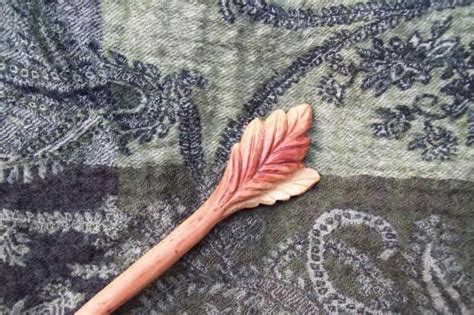 Wood Hair Stick Hand Carved Wooden Leaf Hair Stick Hair Pick