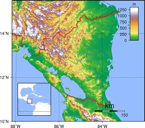 Nicaragua Topography •
