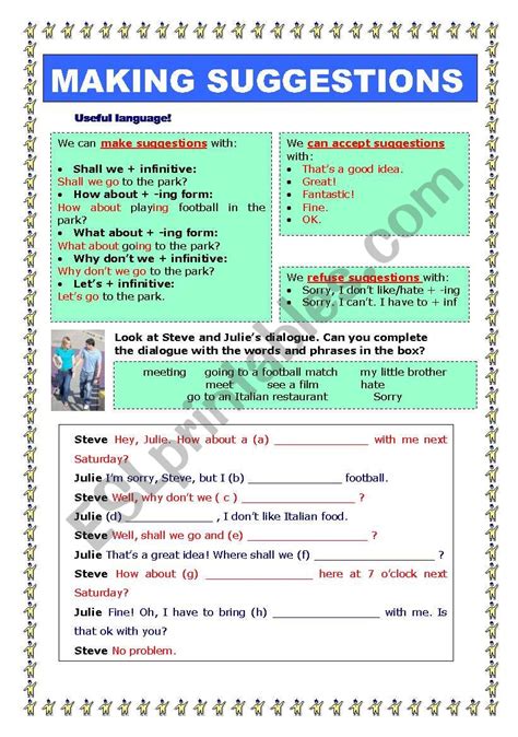 Making Suggestions Esl Worksheet By David G