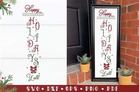 Happy Holidays Yall Christmas Porch Sign Svg Dxf Eps Png By