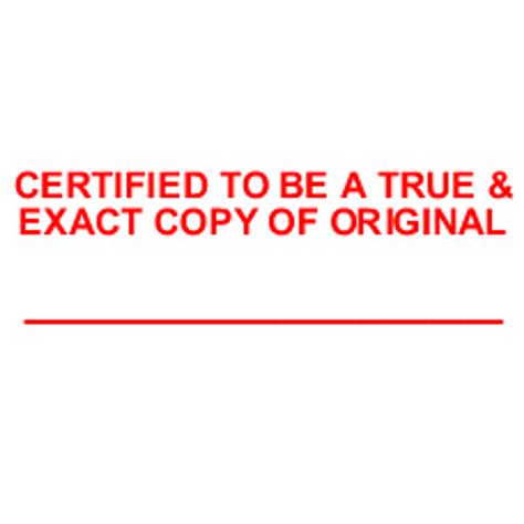 Certified Exact Copy Of Original Rubber Stamp For Office Use Self