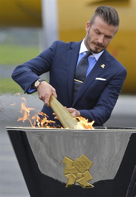 David Beckham With The Olympic Torch London 2012 Celebrities Male