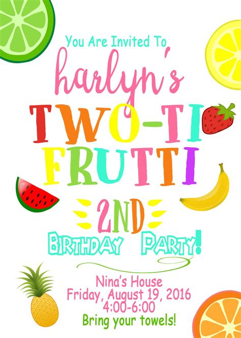 Two Ti Frutti Birthday Invitation By Fromkelliwithlove On Etsy