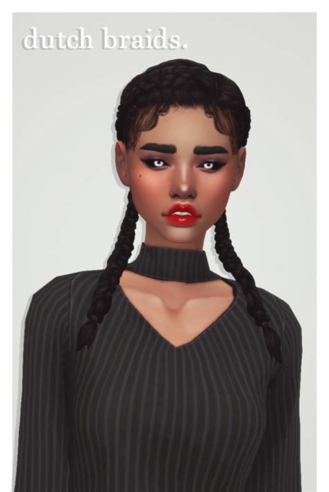 Leeleesims1‘s Going Dutch Braids Recolors At Cowplant Pizza Sims 4