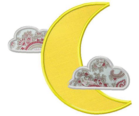 Free Machine Applique Cloud And Moon Design Daily Embroidery