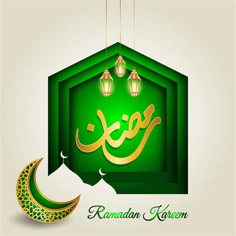 Calligraphie Arabe Ramadan Kareem Avec Silhouette De Mosquée Croissant