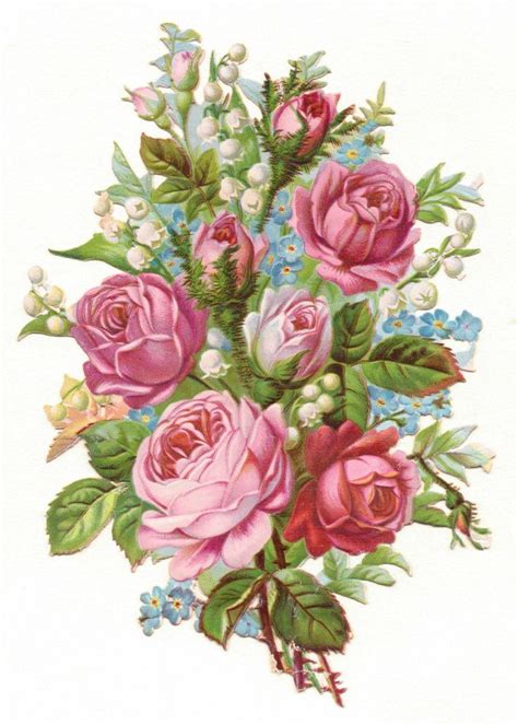 Victorian Scrap — Bouquet Of Roses 736×1031 Vintage Flowers Flower