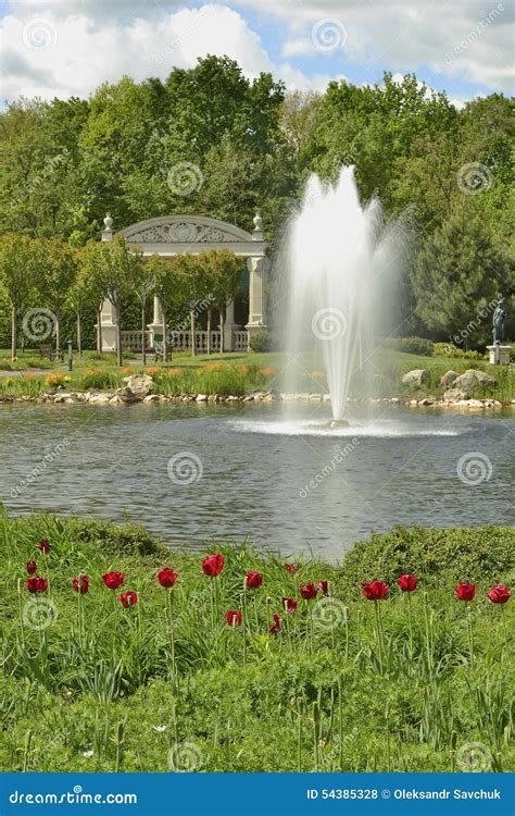 Fountain In The Lake In The Park Stock Photo Image Of Lake
